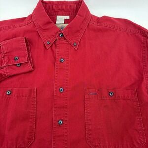 The Territory Ahead Mens Large Red Cotton Twill Long Sleeve Button Down Shirt